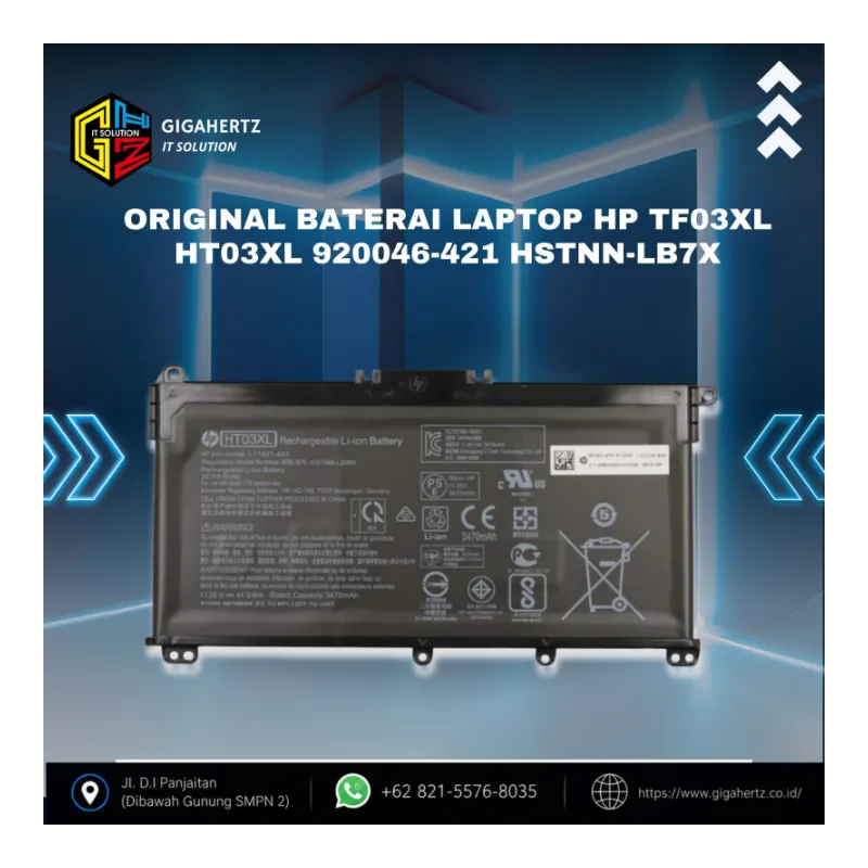 ORIGINAL BATERAI LAPTOP HP TF03XL HT03XL 920046-421 HSTNN-LB7X