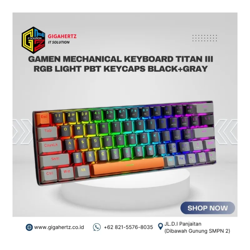 GAMEN MECHANICAL KEYBOARD TITAN III RGB LIGHT PBT KEYCAPS BLACK+GRAY