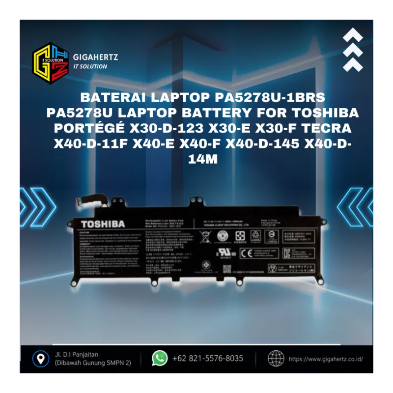 Baterai Laptop PA5278U-1BRS PA5278U Laptop Battery for Toshiba Portégé X30-D-123 X30-E X30-F Tecra X40-D-11F X40-E X40-F X40-D-145 X40-D-14M