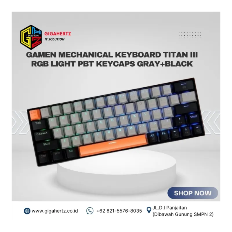 GAMEN MECHANICAL KEYBOARD TITAN III RGB LIGHT PBT KEYCAPS GRAY+BLACK