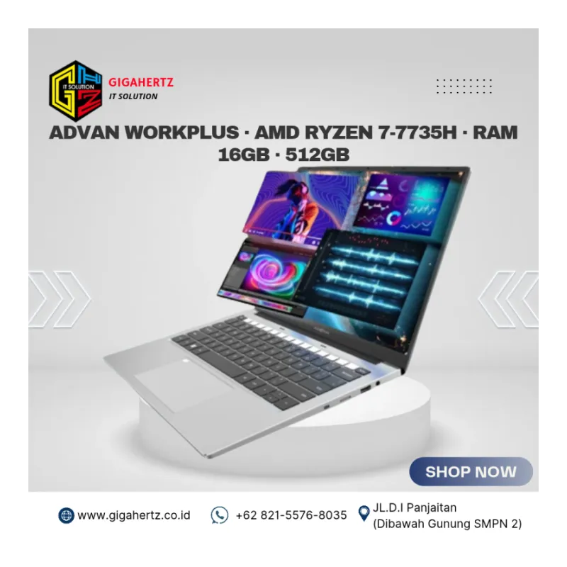 Advan workplus · AMD Ryzen 7-7735H · RAM 16GB · 512GB