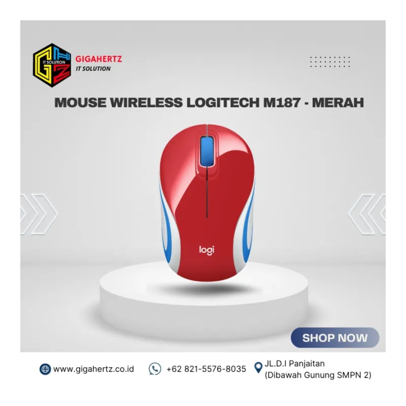 Mouse Wireless Logitech M187 - Merah