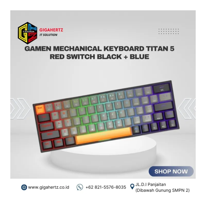 GAMEN Mechanical Keyboard Titan 5 Red Switch Black + Blue