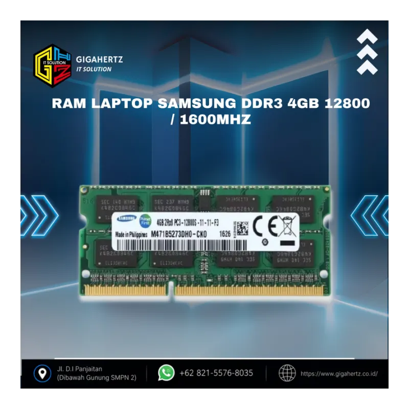 RAM LAPTOP SAMSUNG DDR3 4GB 12800 / 1600MHz