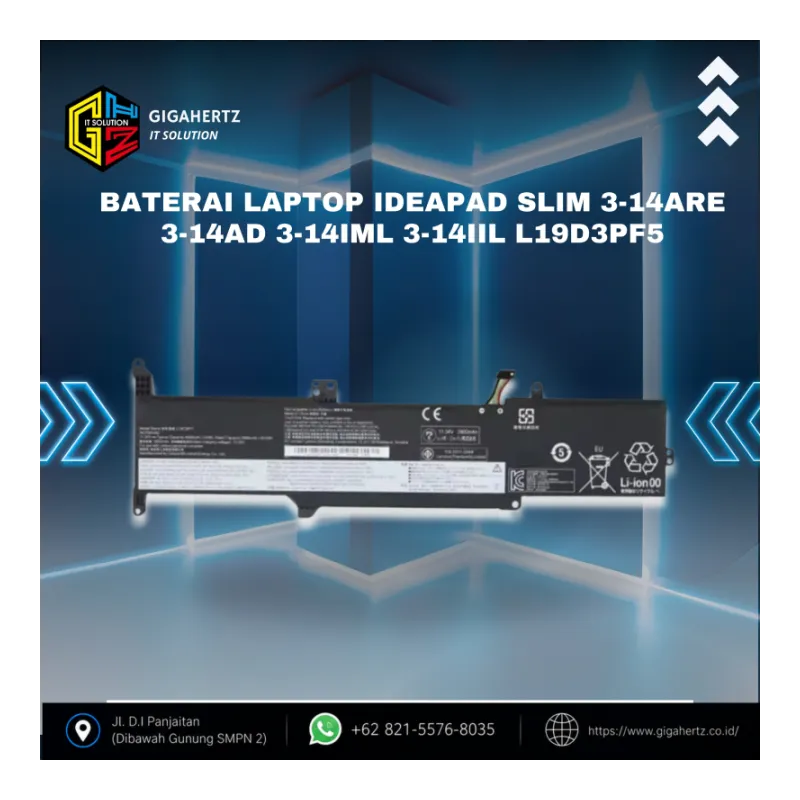 Baterai Laptop IdeaPad Slim 3-14ARE 3-14AD 3-14IML 3-14IIL L19D3PF5