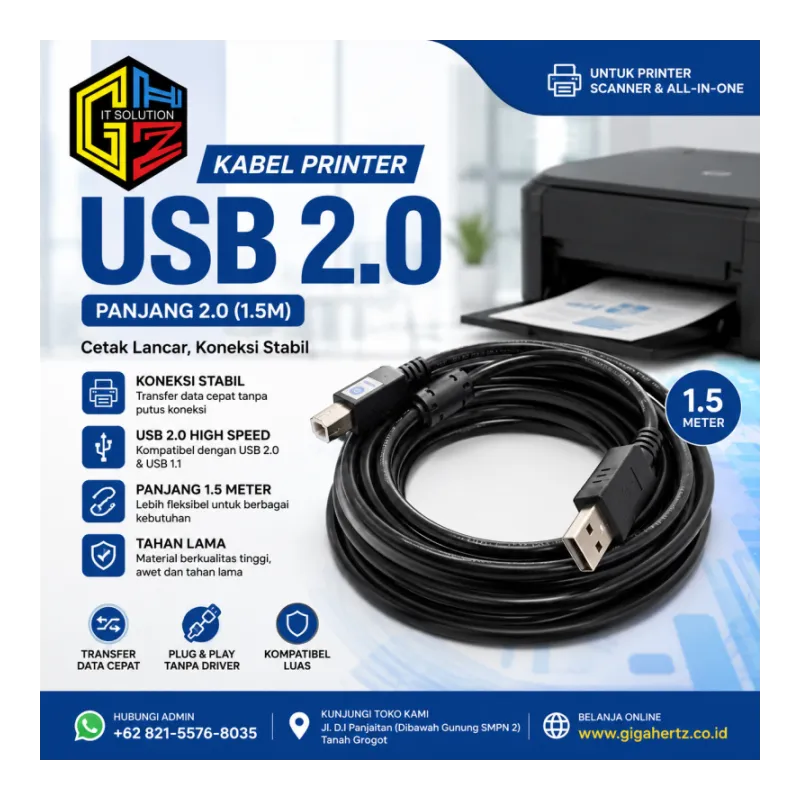 kabel Printer USB Panjang 2.0  (1.5M)