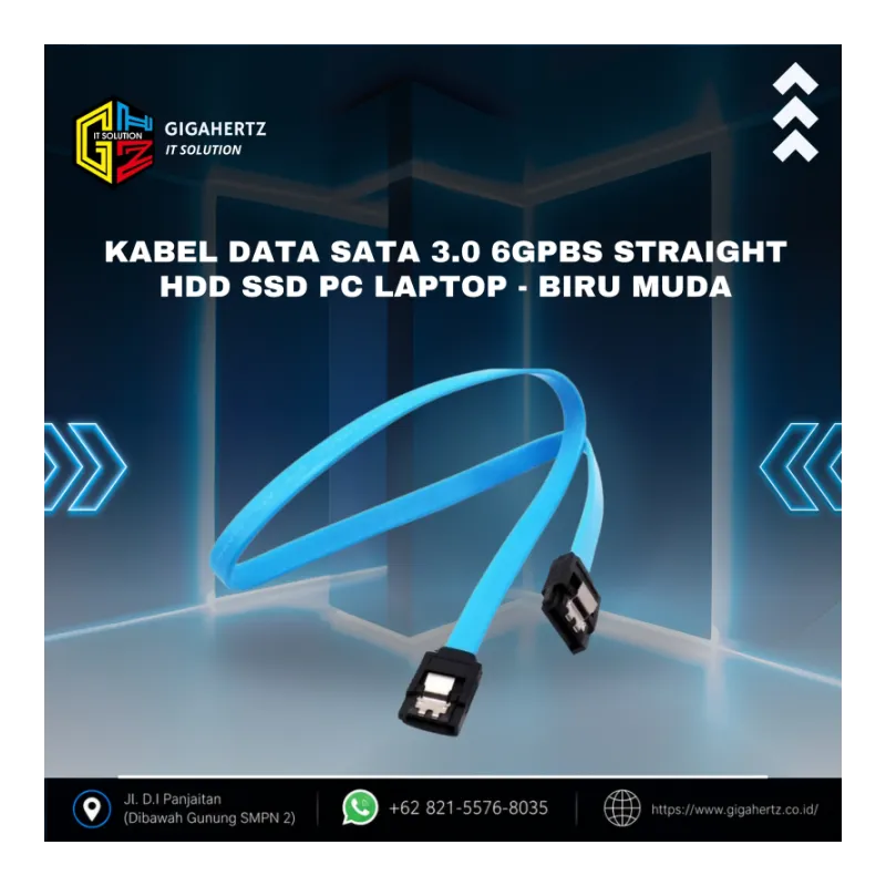 Kabel Data Sata 3.0 6Gpbs Straight Hdd Ssd Pc Laptop - Biru Muda