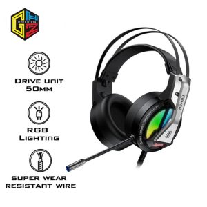 gamen gh1500 3.5mm audio jack input rgb led light braided wire gaming