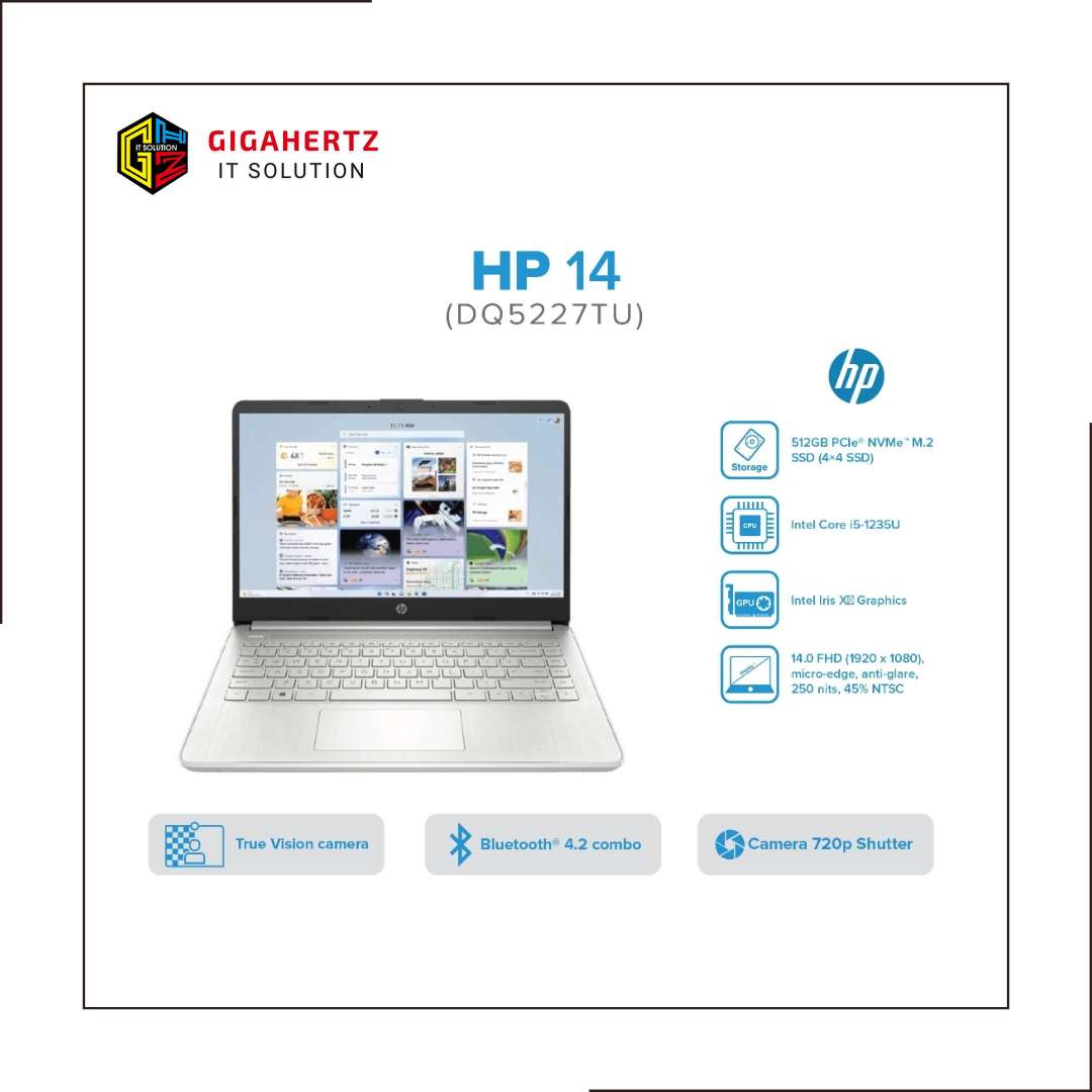HP 14s-dq5227TU Core i5-1235U / RAM 8GB / SSD 512GB / 14" FHD IPS