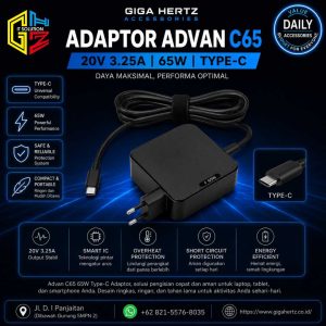 ADAPTOR ADVAN C65 20V 3.25A 65W Type-C Warna Black & White