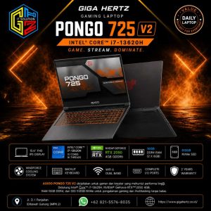 AXIOO GAMING PONGO 725 V2 Intel i7-13620H / RAM 16GB / SSD 512GB / RTX 2050 4GB / Layar 15.6”