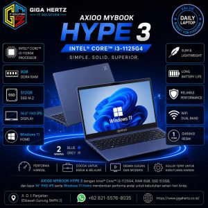 AXIOO MYBOOK HYPE 3 i3-1125G4 WIN RAM 8GB / SSD 512GB / Layar 14” FHD IPS Warna Blue & Grey