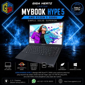 AXIOO MYBOOK HYPE 5 AMD RYZEN 5 3500U DOS RAM 8GB DDR4 / SSD 256GB NVME / Layar 14” FHD IPS