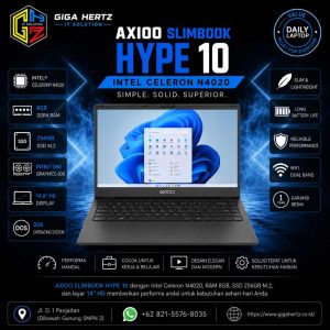 AXIOO SLIMBOOK HYPE 10 DOS Intel Celeron N4020 / RAM 8GB / SSD 256GB M.2 / Layar 14” HD