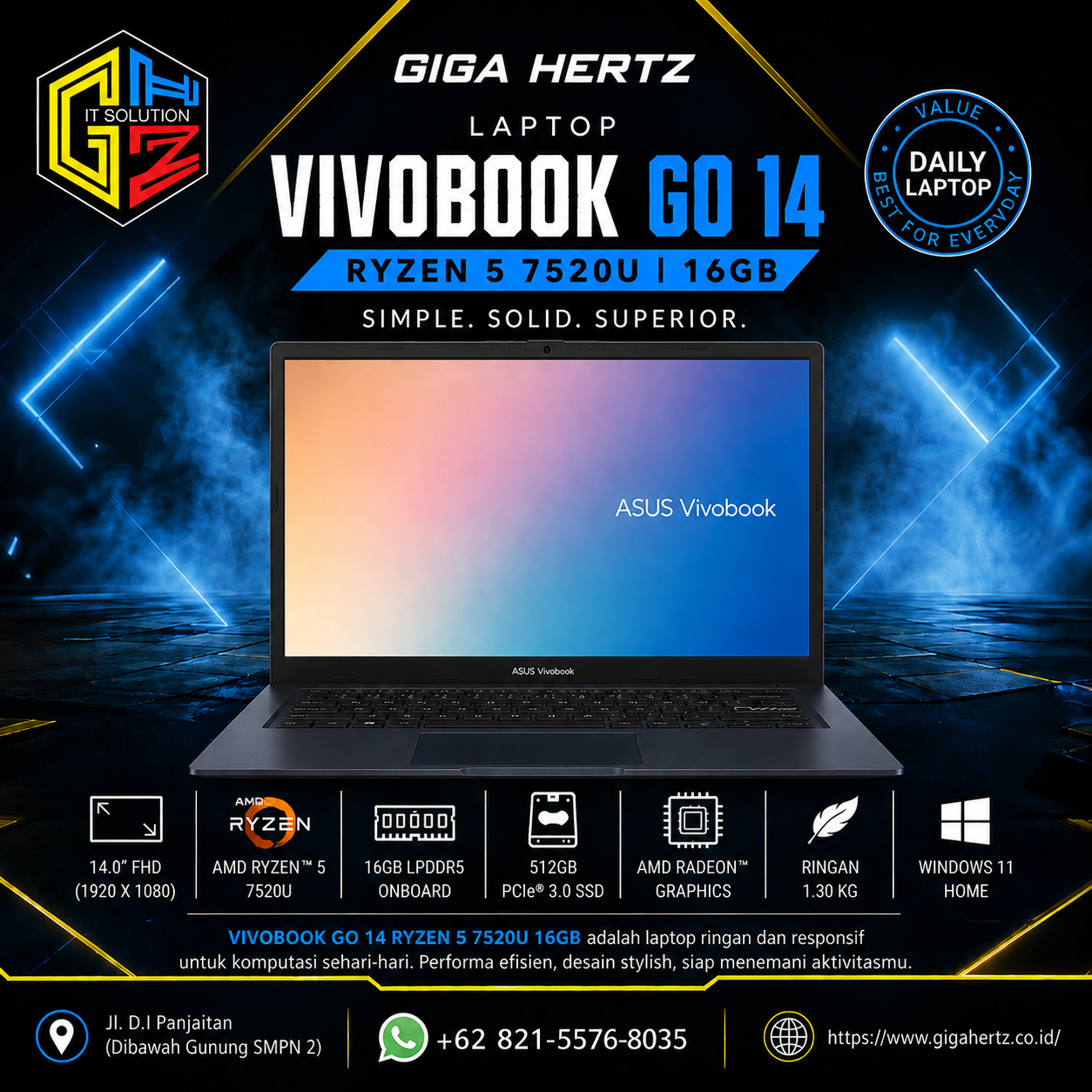 Vivobook Go 14 Ryzen 5 7520U 16GB